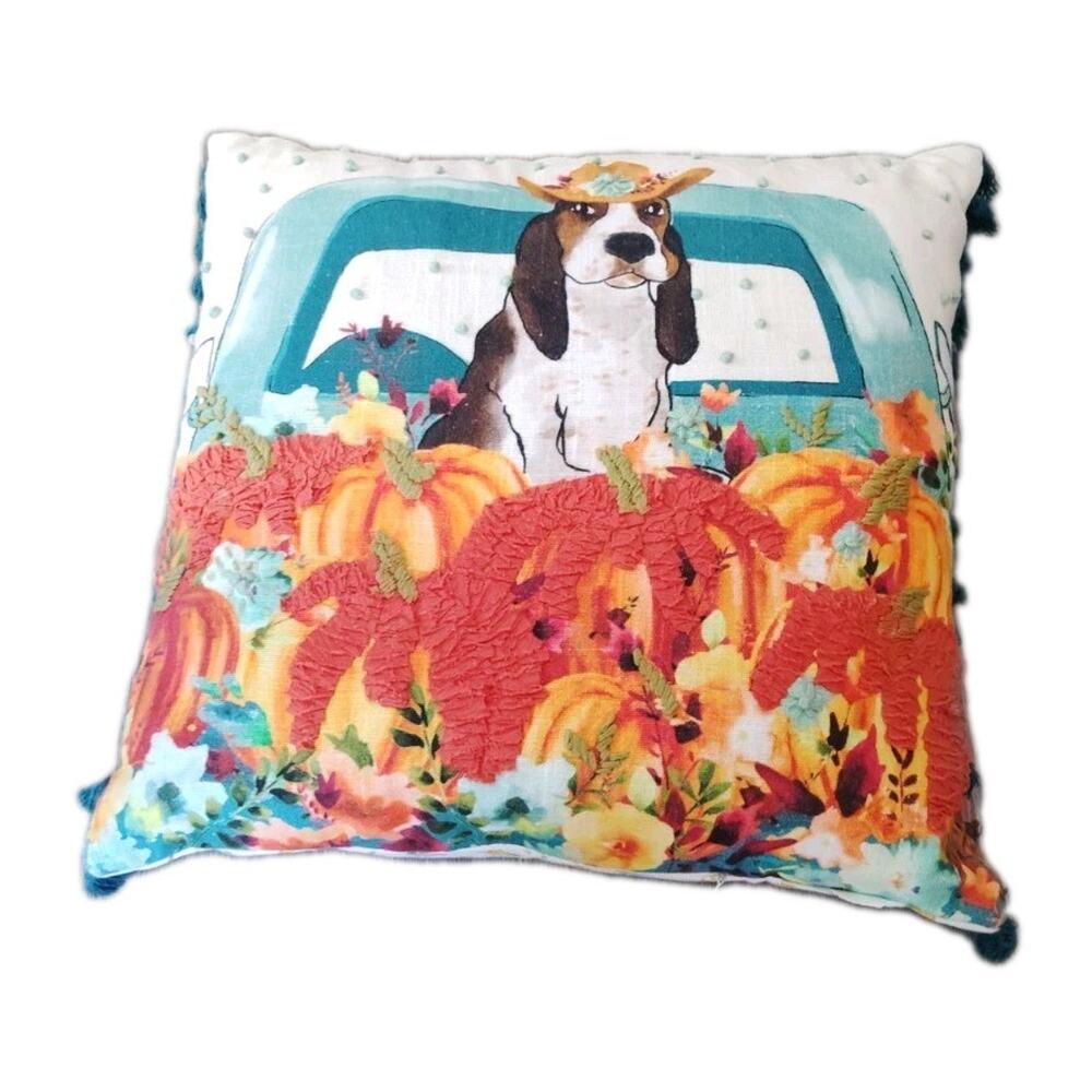 Pioneer Woman Harvest Dog Charlie Truck Throw Pillow